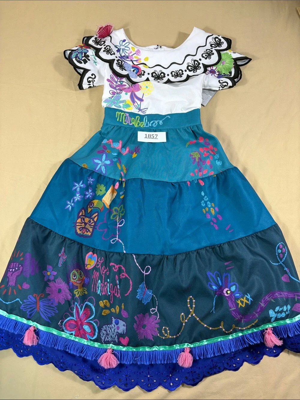 Disney Teal & White Floral Tiered Girls' Costume Dress